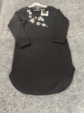 Object Sheath Dress Womens Medium Floral Embroidered Long Sleeve N88